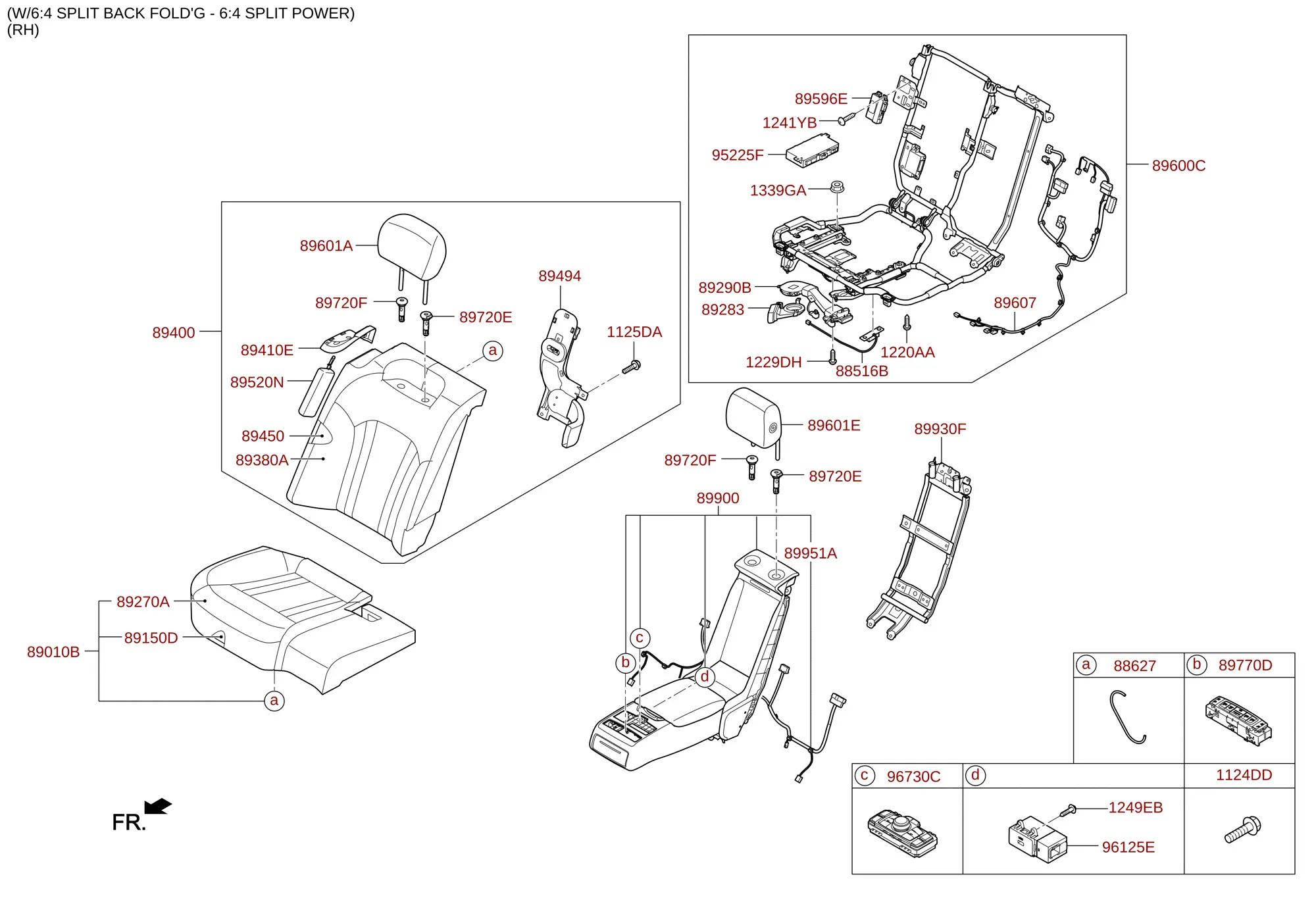 Rear seat, right diagram