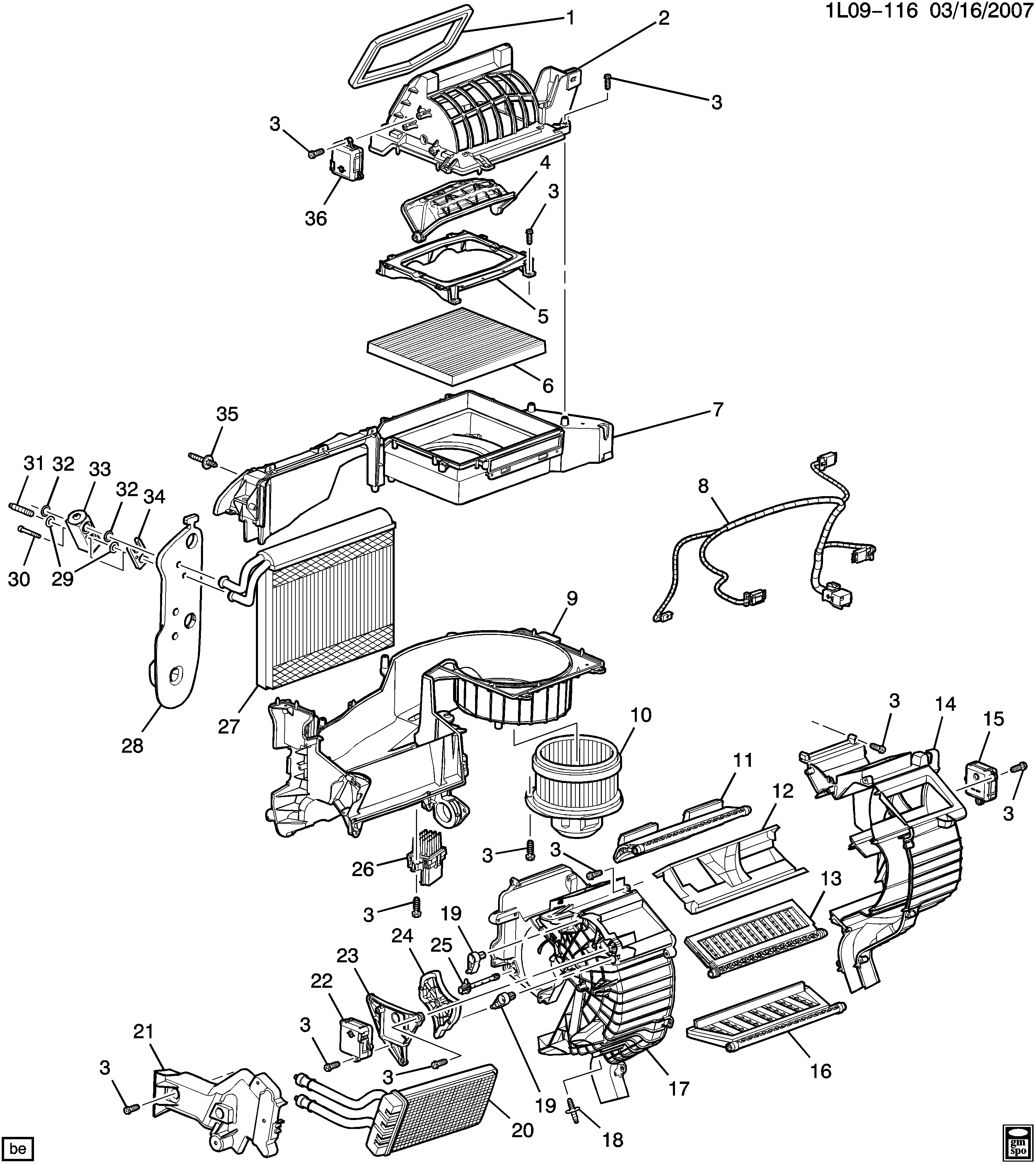 Heater and A/C module diagram