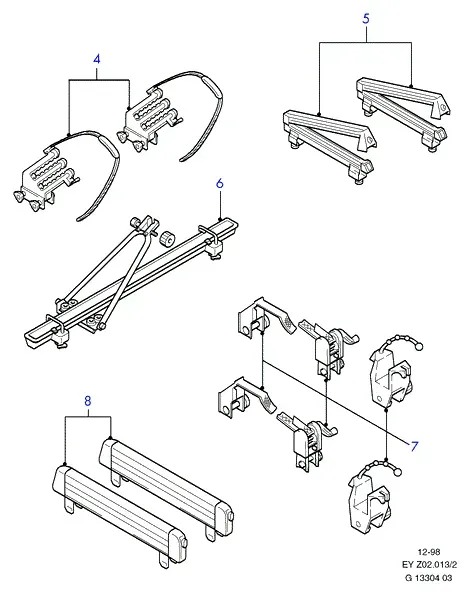 Roof cargo accessories diagram