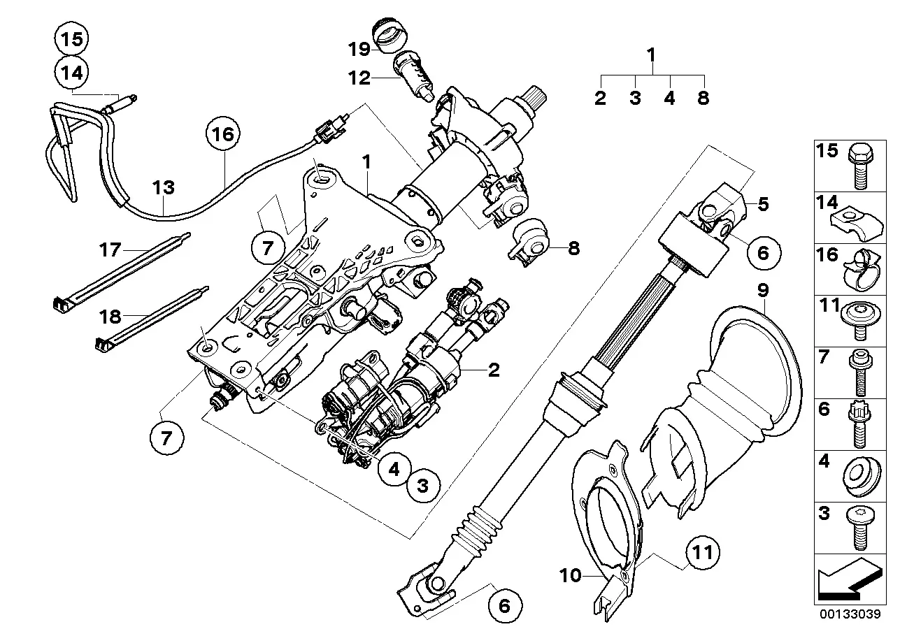 Steering column with electric adjustment diagram