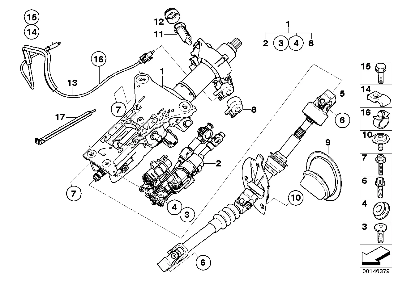 Steering column with electric adjustment diagram