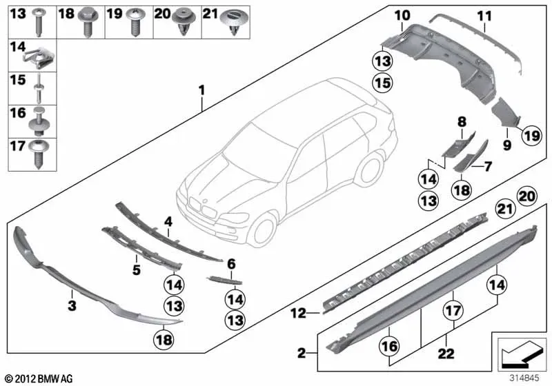 M Performance aerodynamic kit diagram