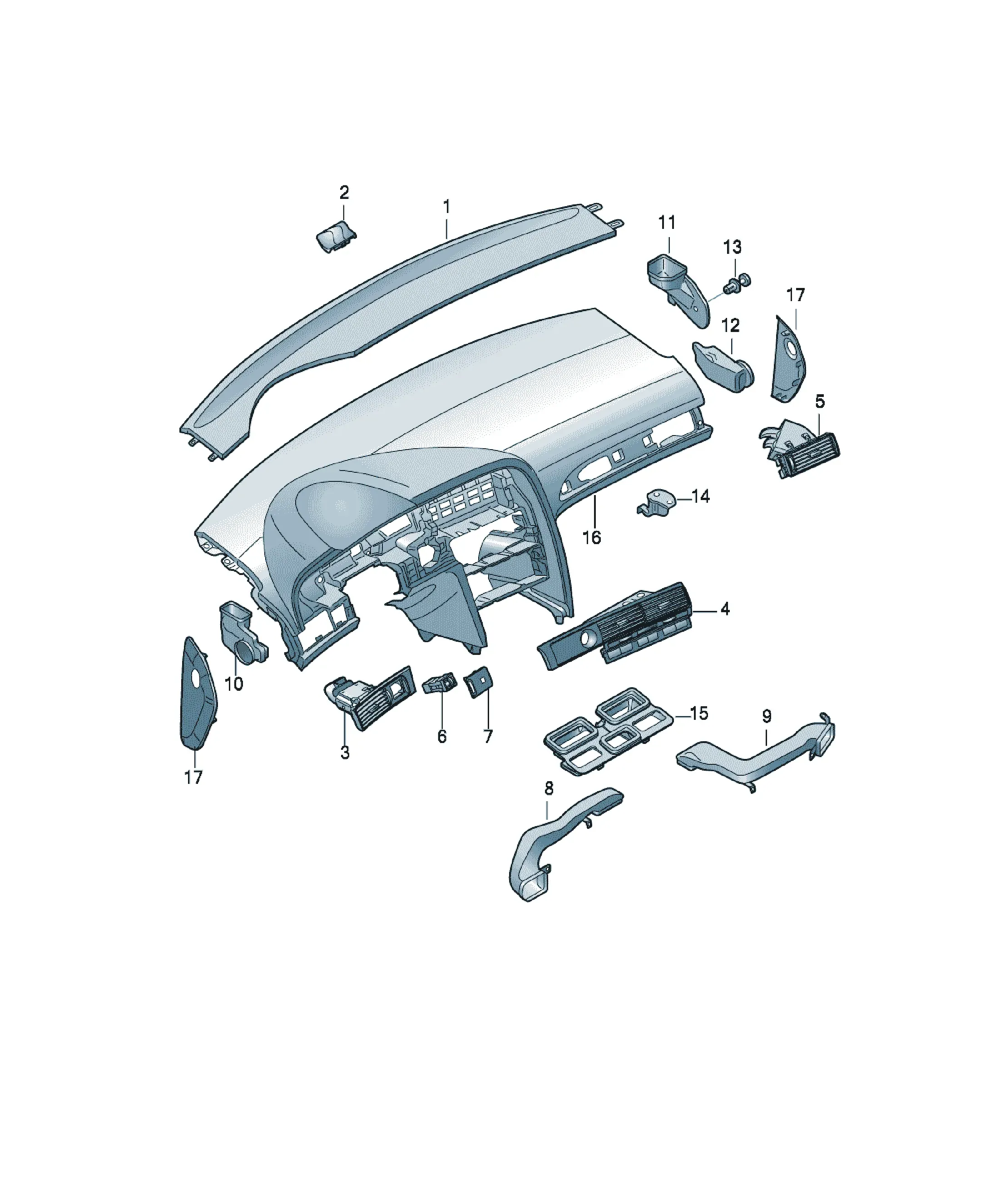 Interior ventilation and heating system diagram