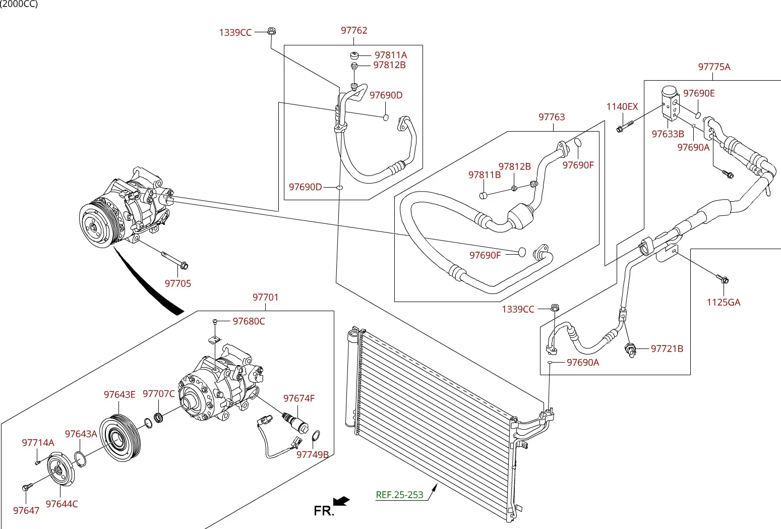 Air conditioning lines diagram