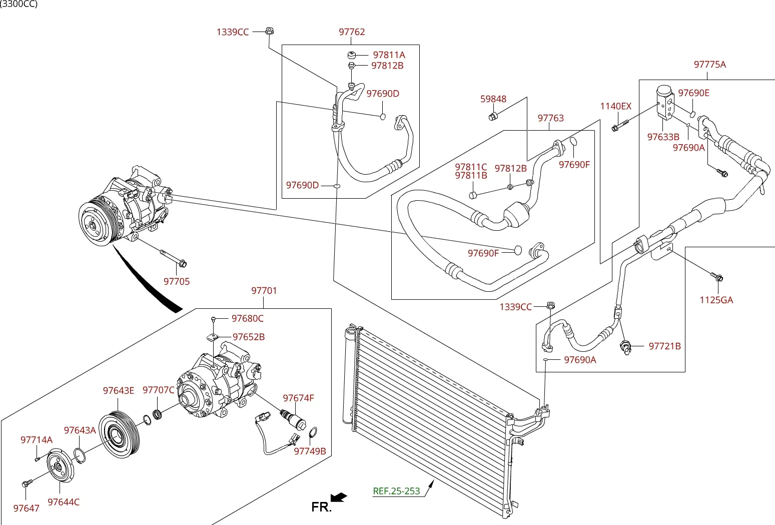 Air conditioning lines diagram