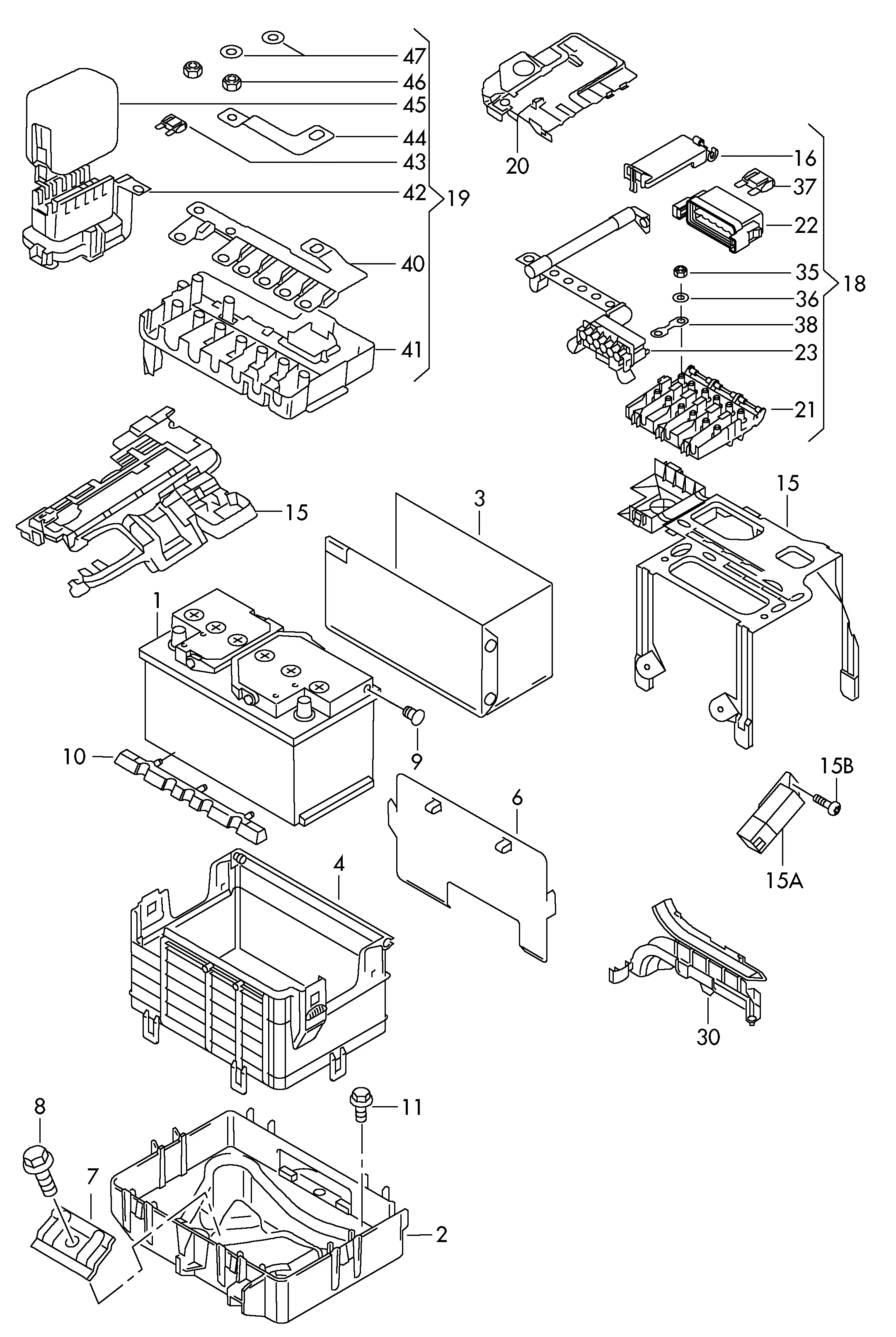 Battery and fuse box diagram
