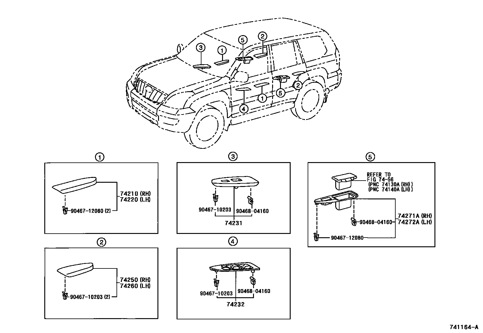 Armrest and door trim diagram