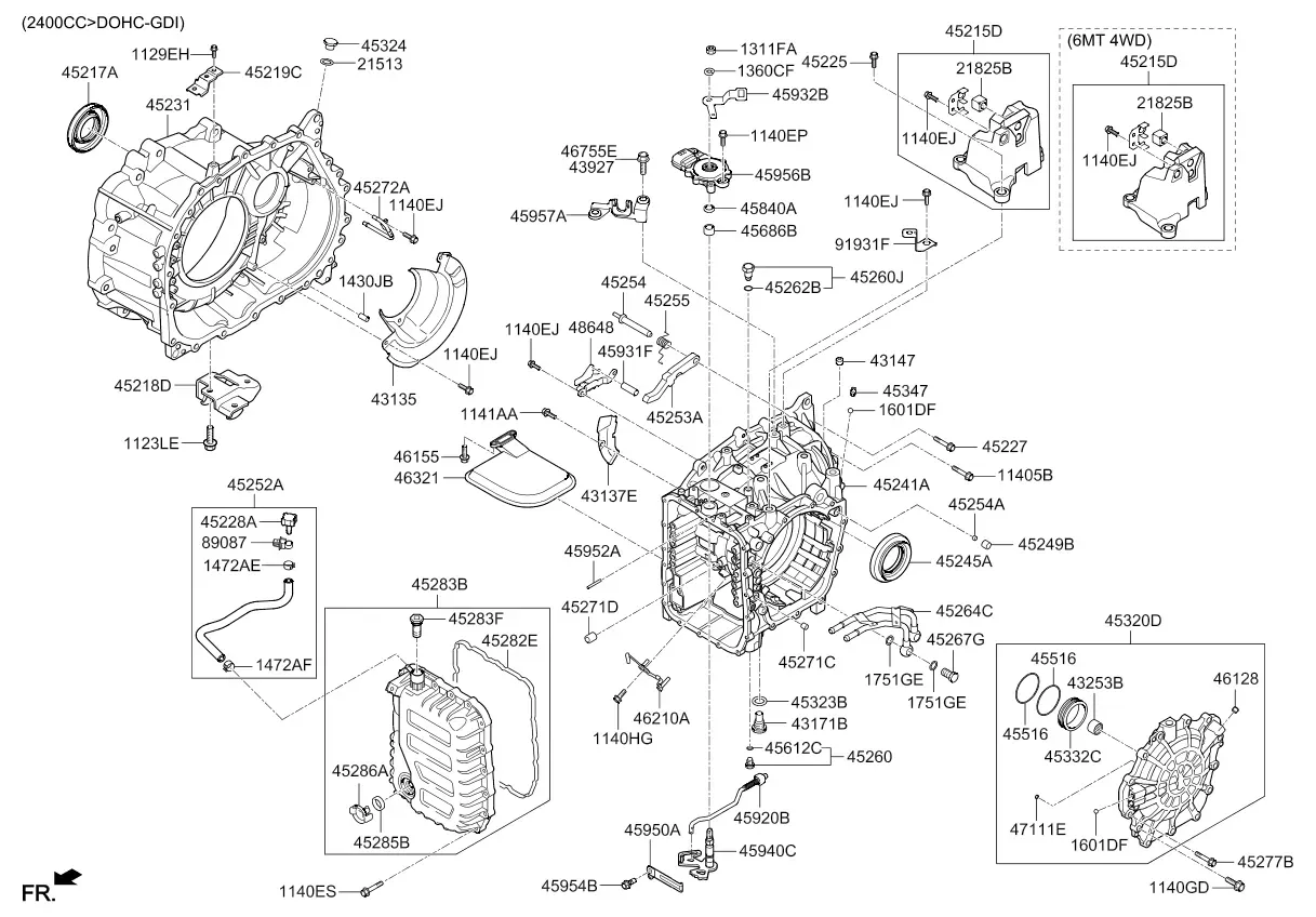 Automatic transmission case diagram