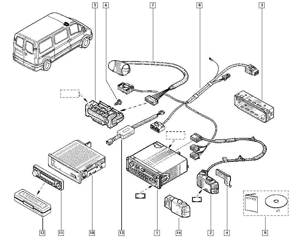 Car radio and navigation diagram