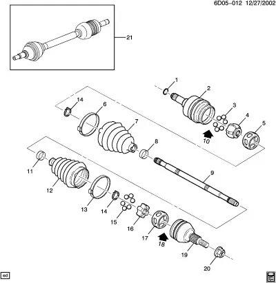 Rear drive shaft diagram
