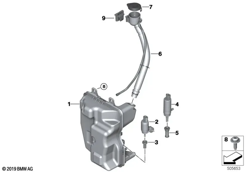 Windshield washer reservoir diagram