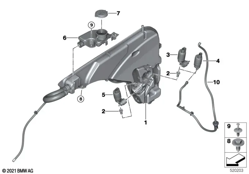 Windshield washer reservoir diagram