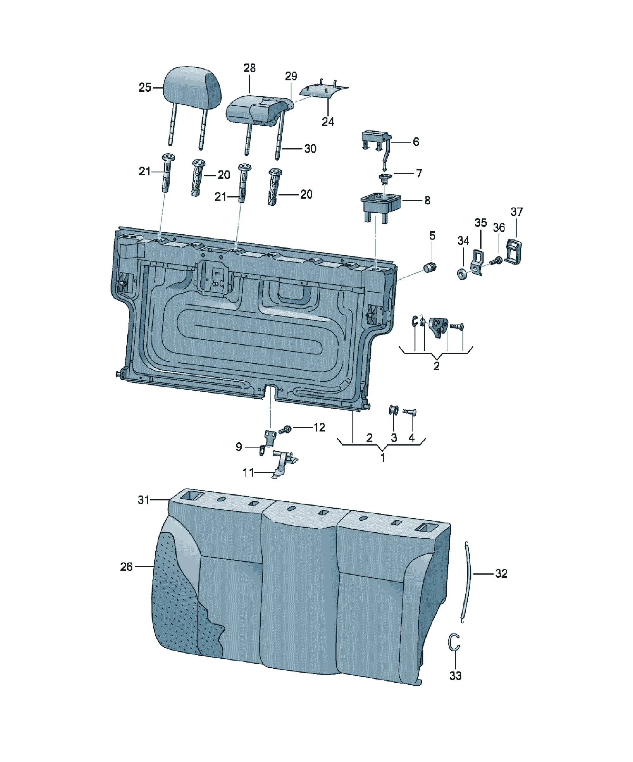 Seat backrest diagram