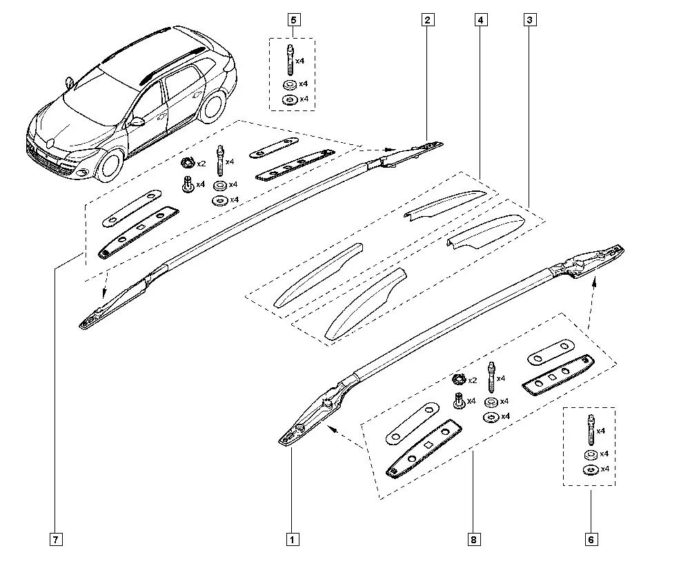 Roof rails diagram