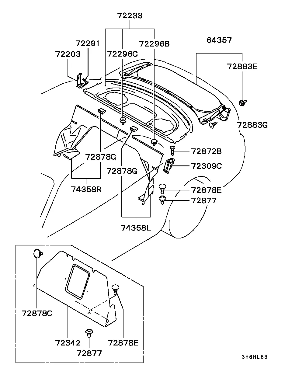 Luggage compartment trim diagram