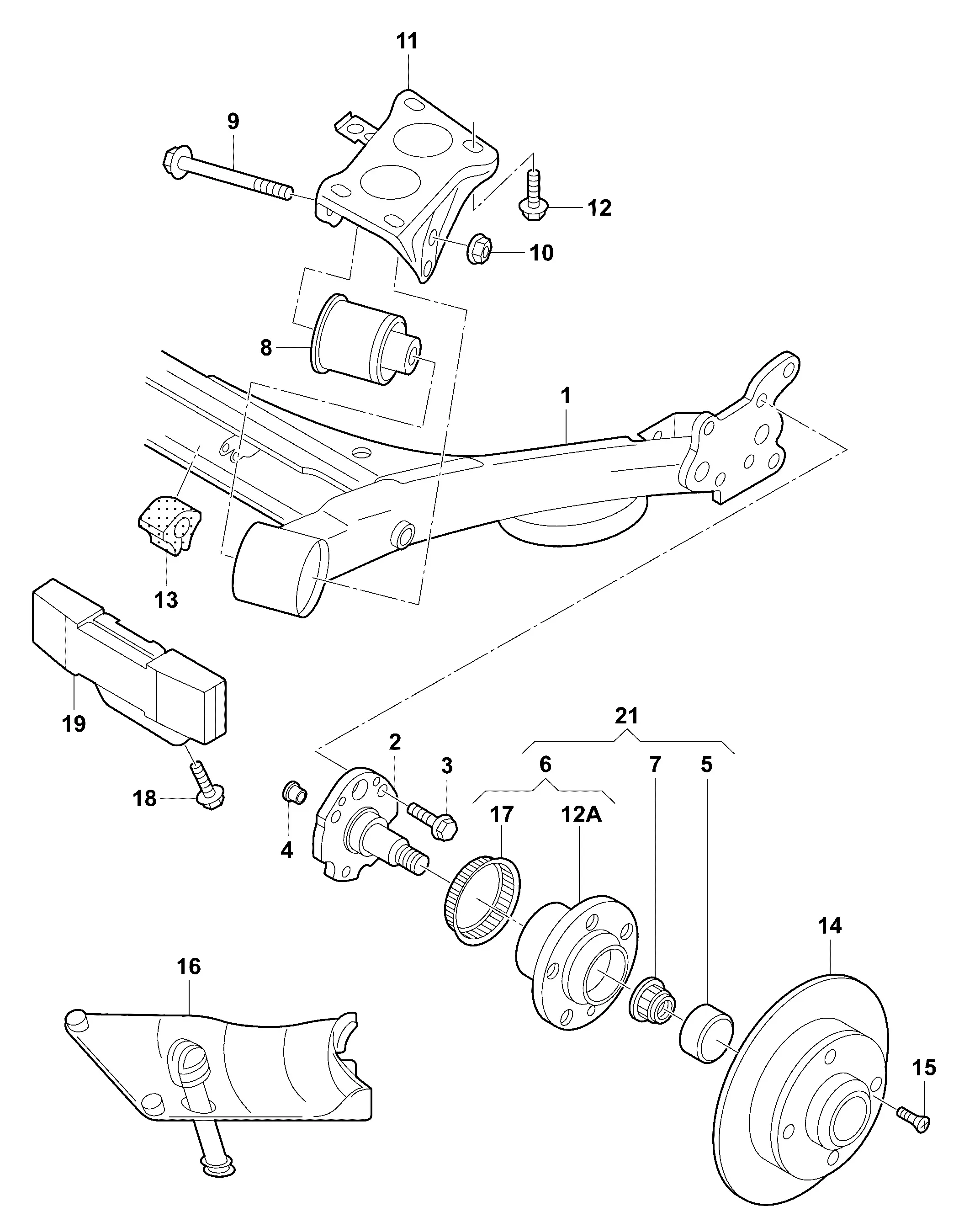 Rear axle beam diagram