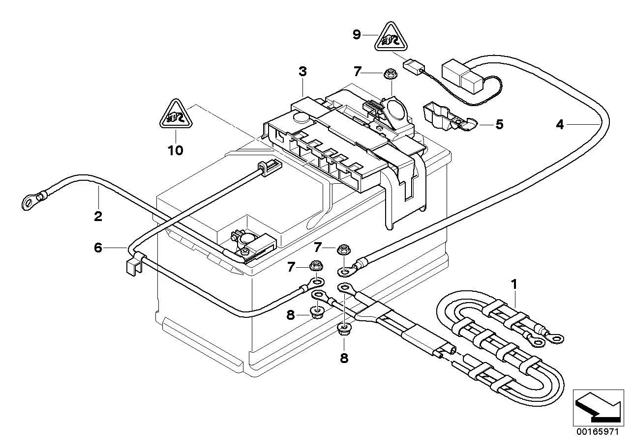 Battery cables and distribution box diagram