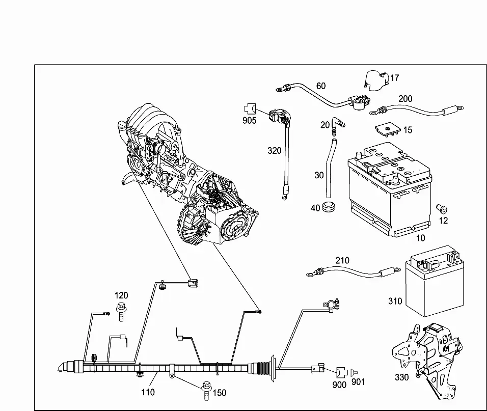 Battery and starter cables diagram