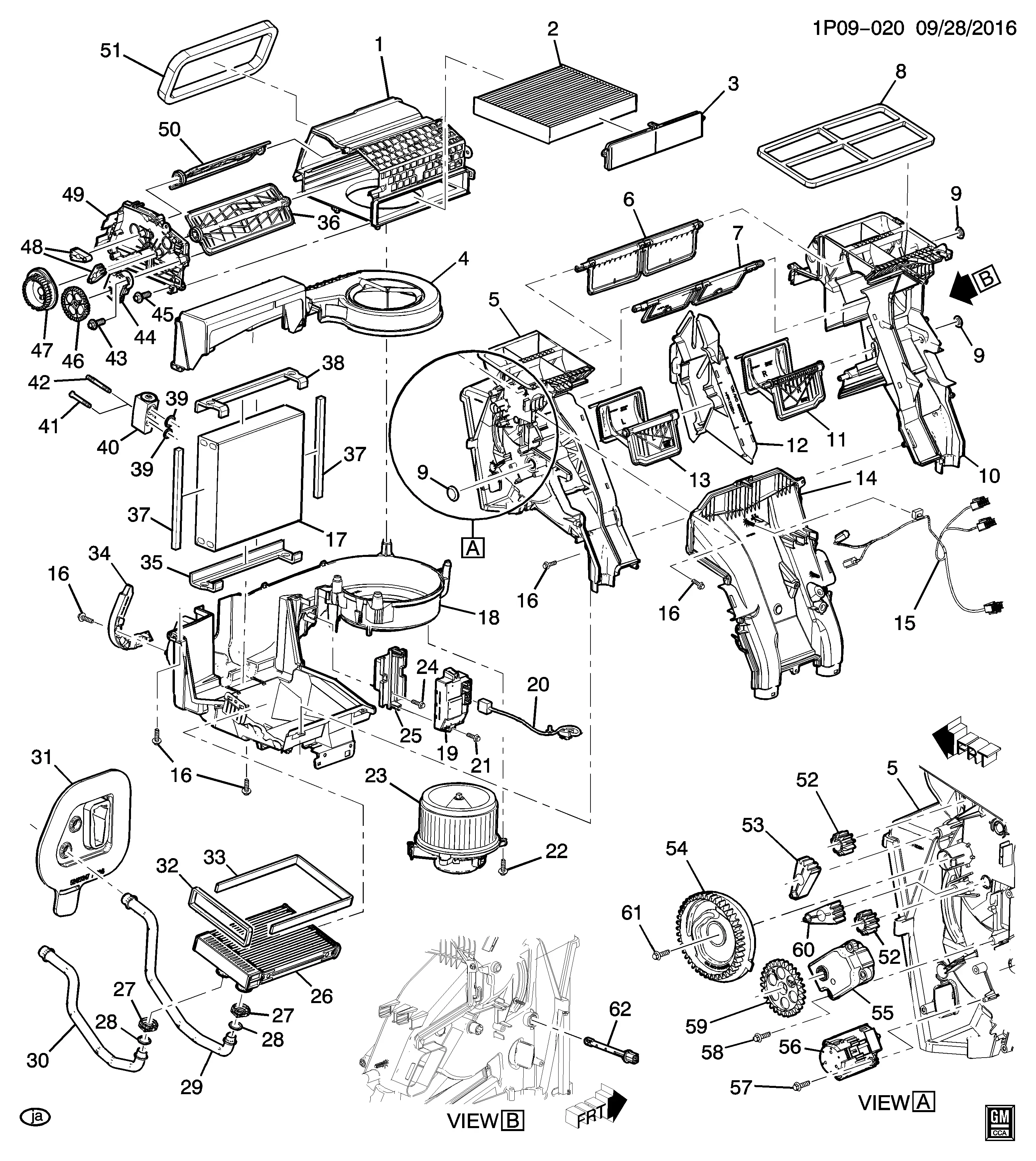 Heater and air conditioner assembly diagram