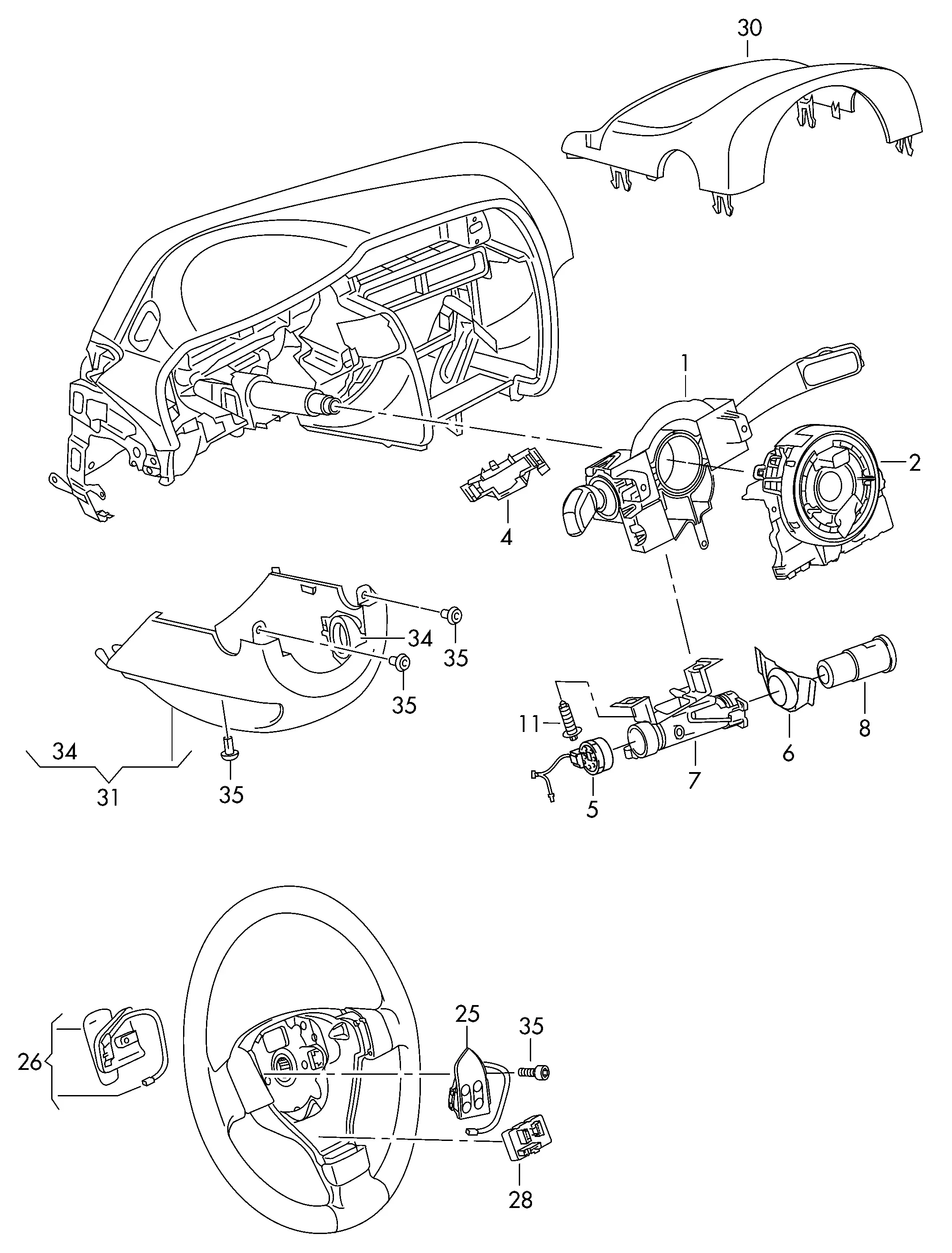 Steering column switch assembly diagram