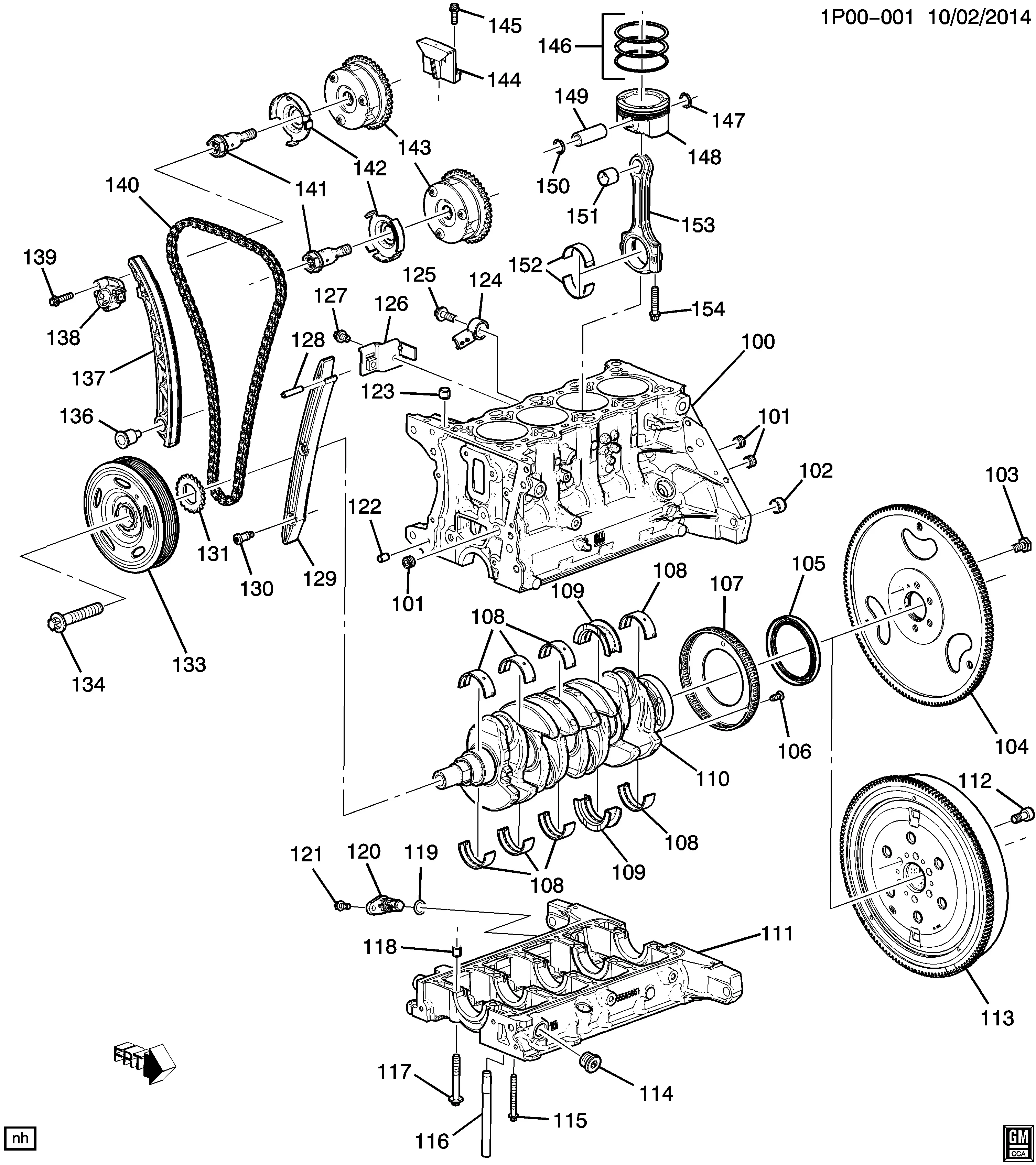 Cylinder block and internal parts diagram