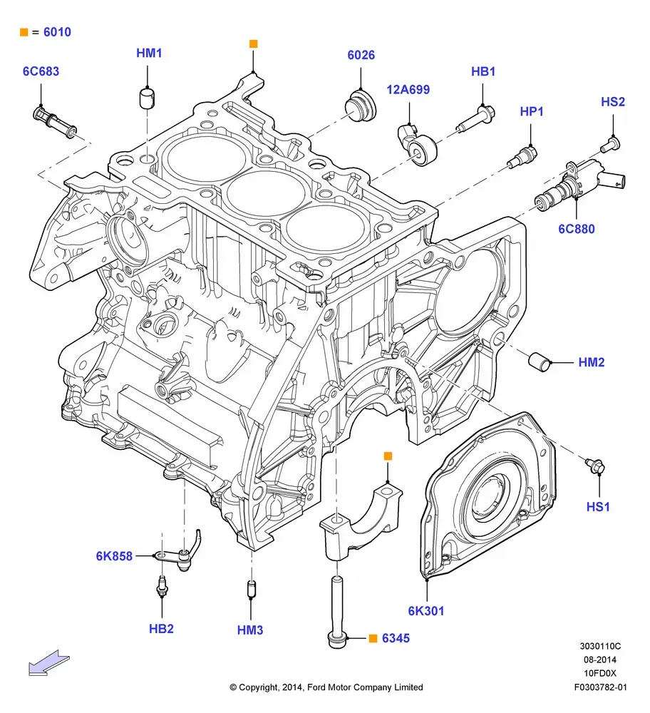 Cylinder block and plugs diagram