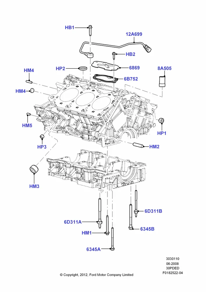 Cylinder block and plugs diagram