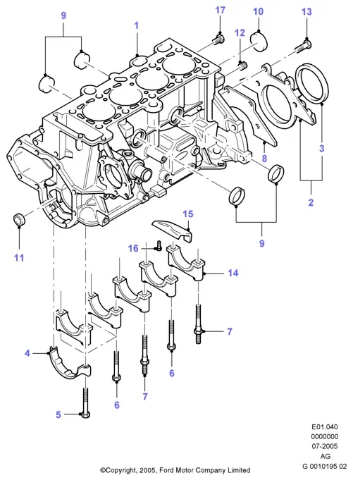 Cylinder block and plugs diagram