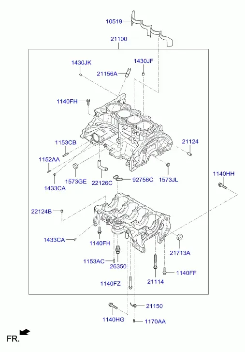 Cylinder block assembly diagram