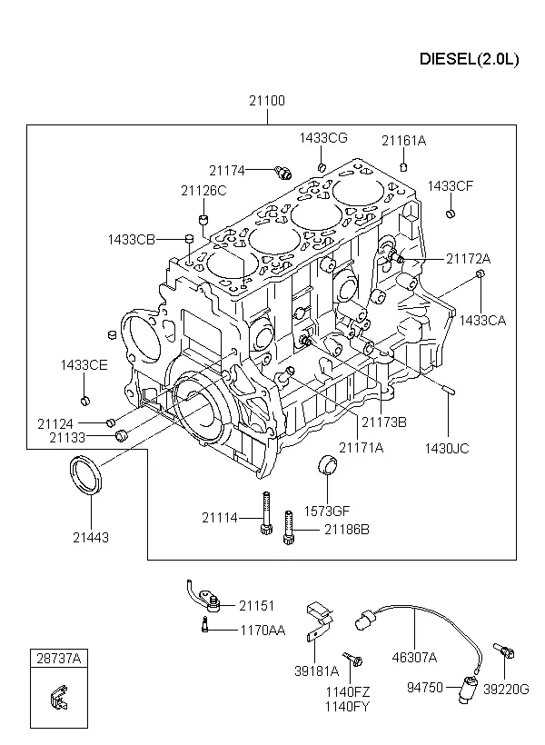 Cylinder block assembly diagram