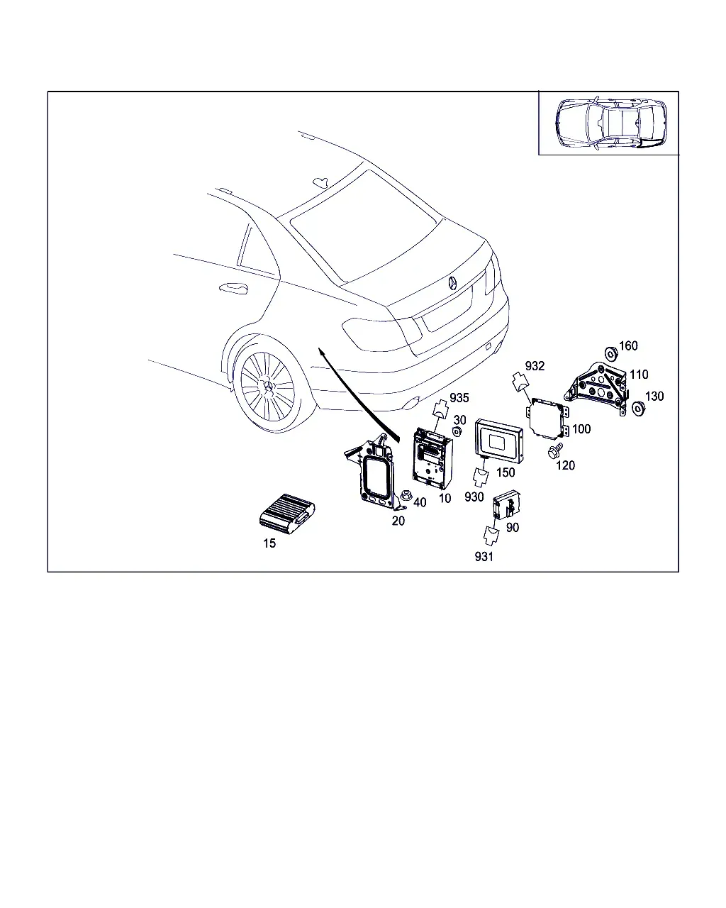Control units and relays in luggage compartment diagram