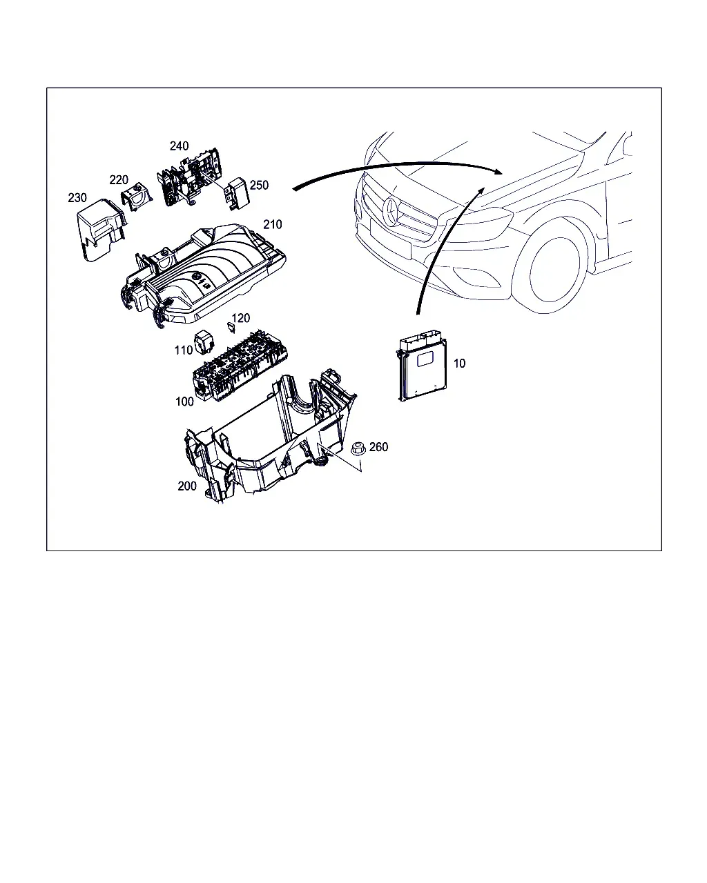 Control and fuse unit in engine compartment diagram