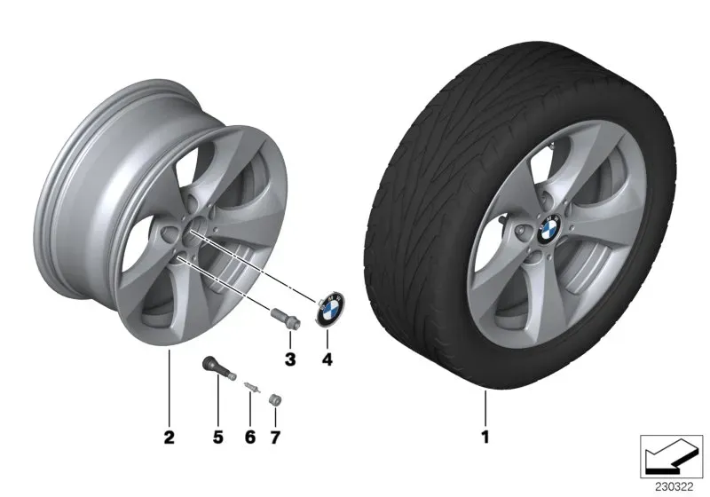 Light alloy wheel diagram
