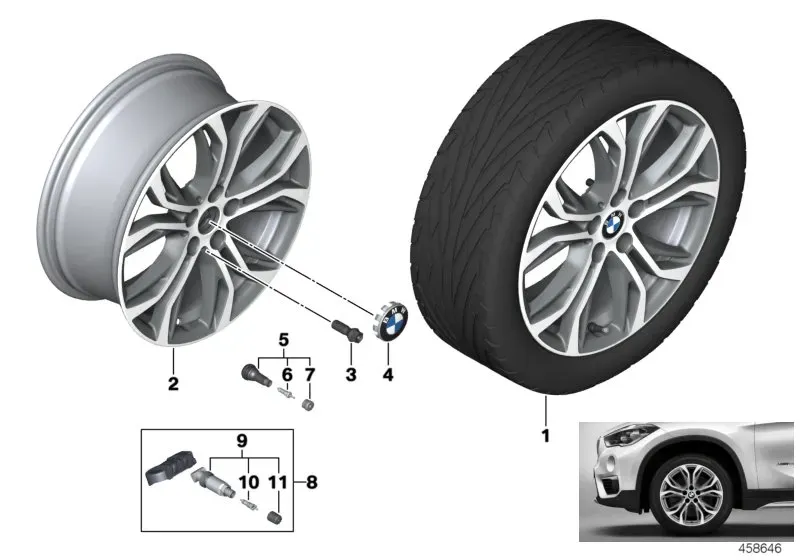 Light alloy wheel diagram