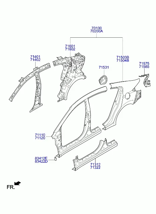 Side body panel diagram