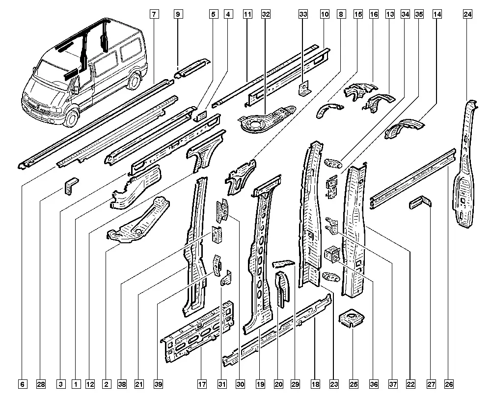 Body side panel, right diagram