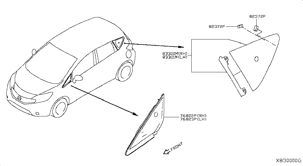 Side glass diagram