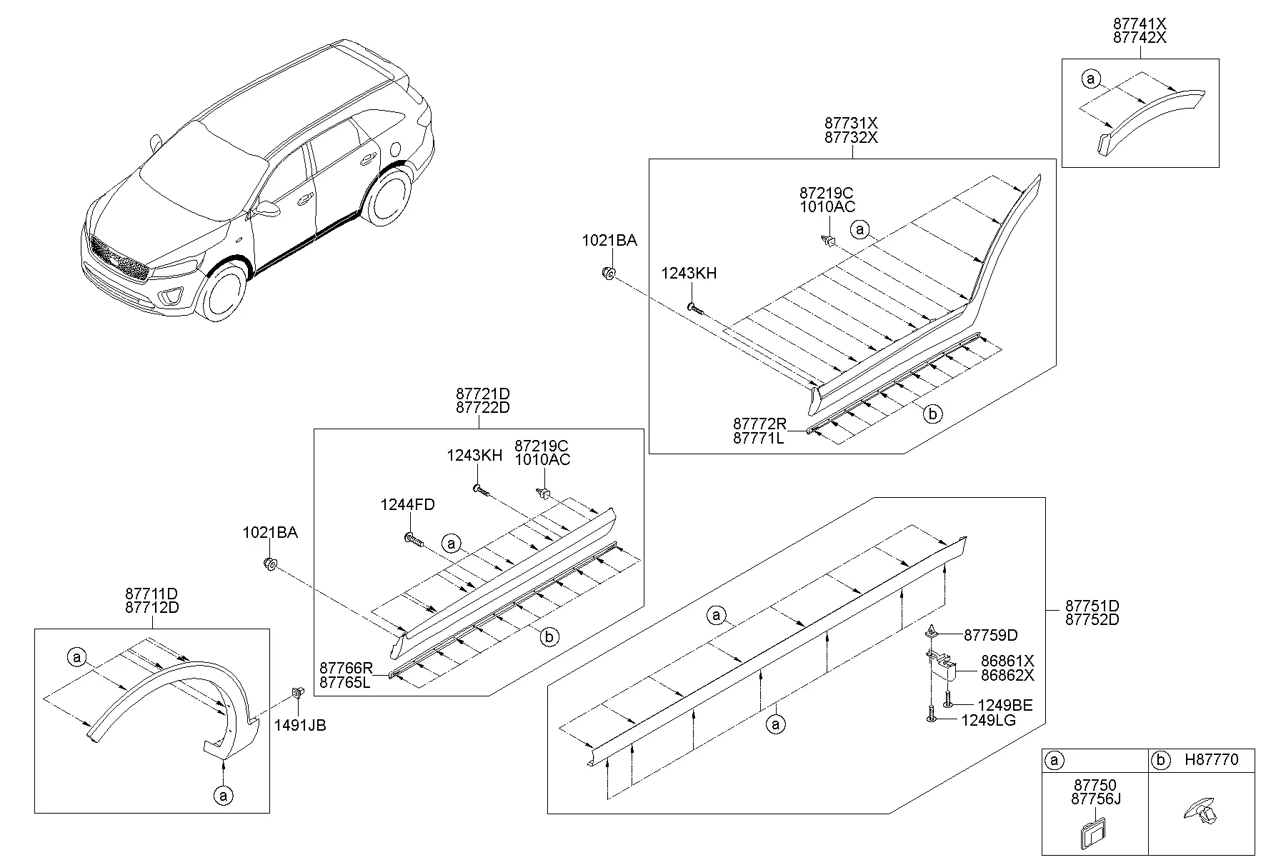 Side body moldings diagram