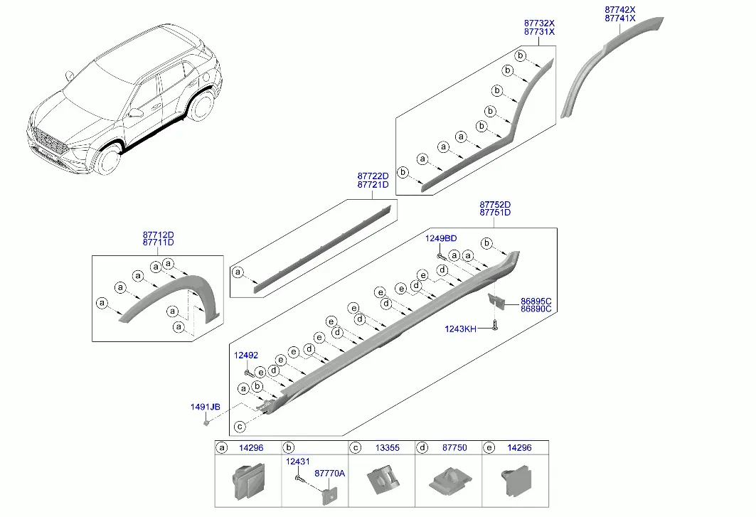 Side body moldings diagram