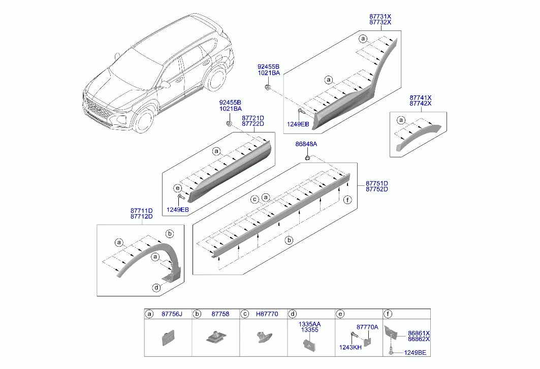 Side body moldings diagram