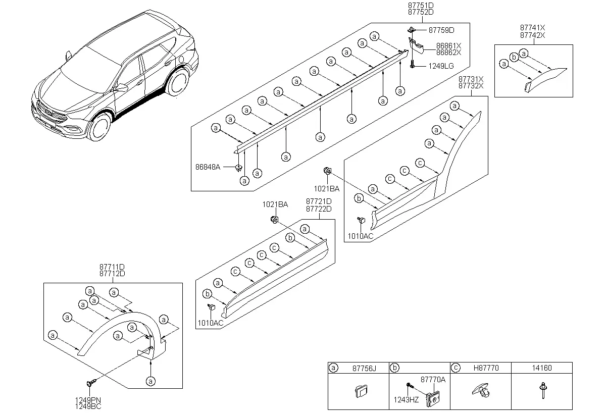 Side body moldings diagram