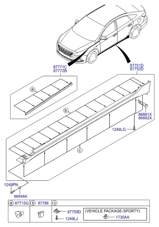 Side body moldings diagram
