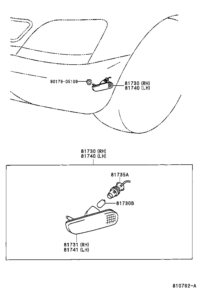Side turn signal and mirror lamp diagram