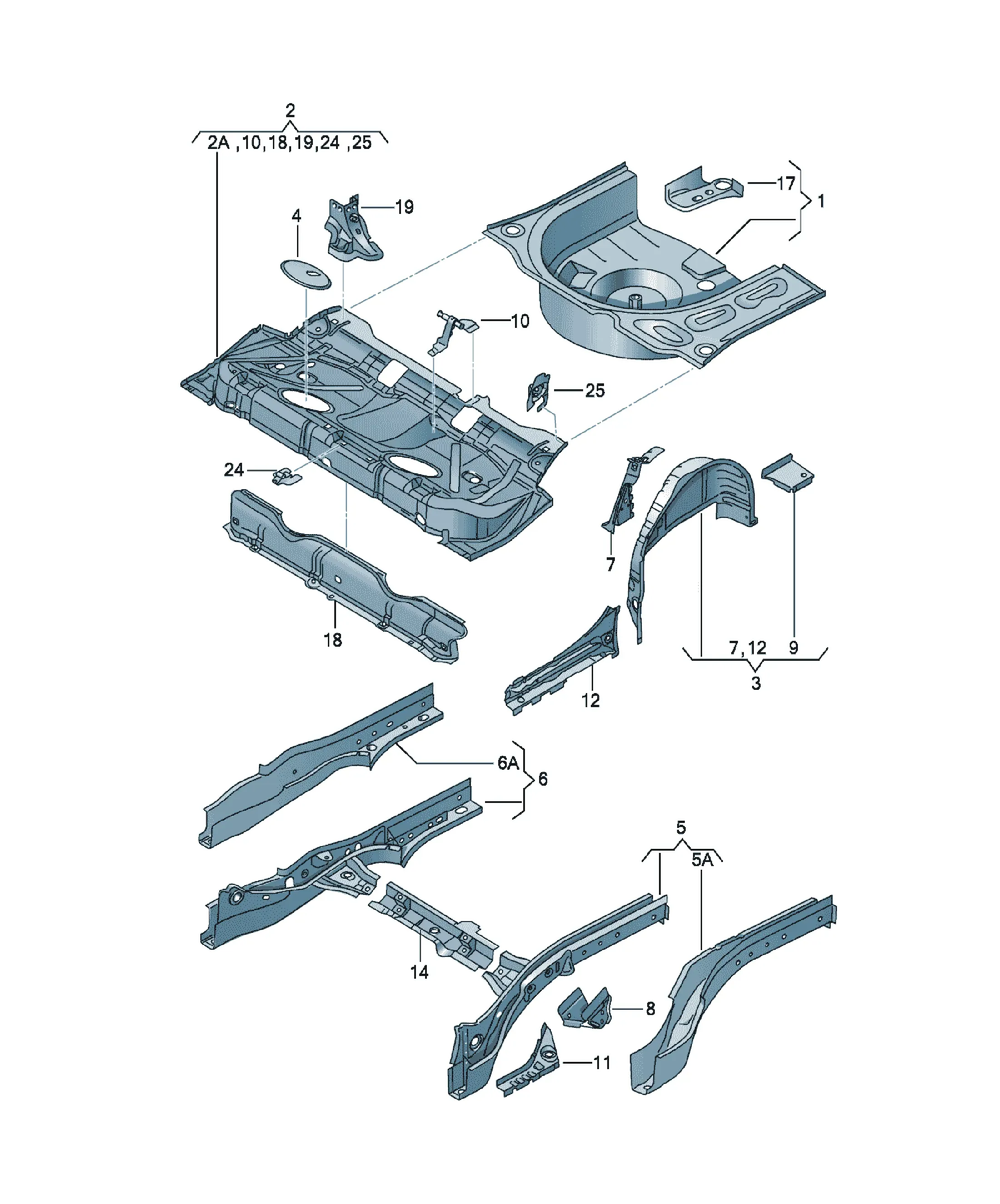 Boot floor panel diagram
