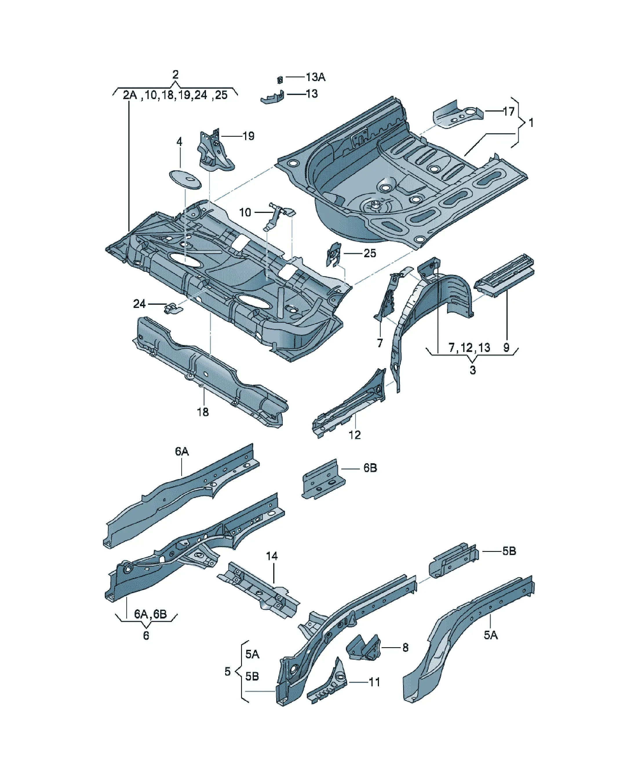 Boot floor panel diagram
