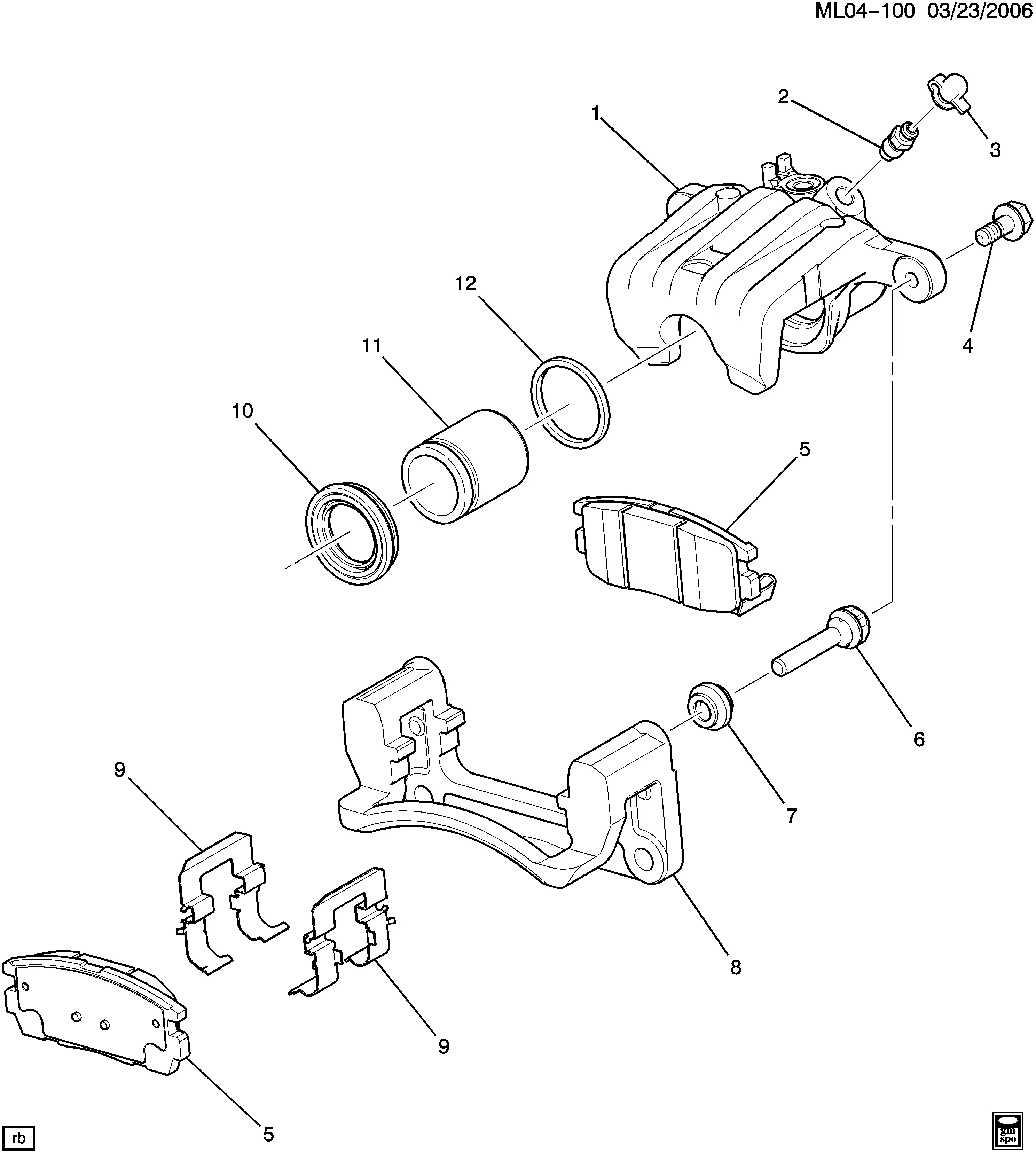 Rear brake caliper diagram