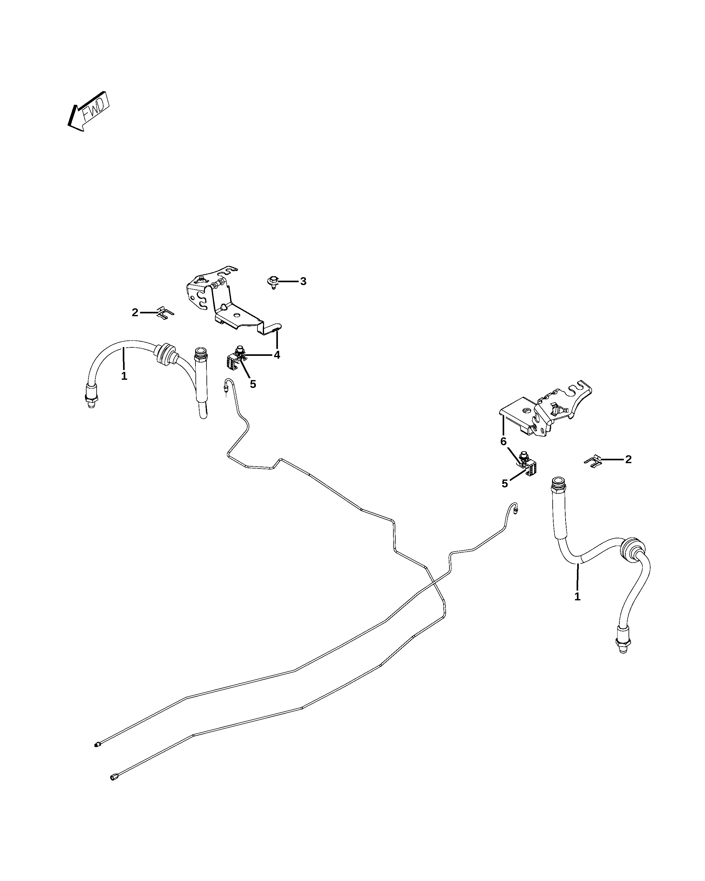 Rear brake hoses diagram