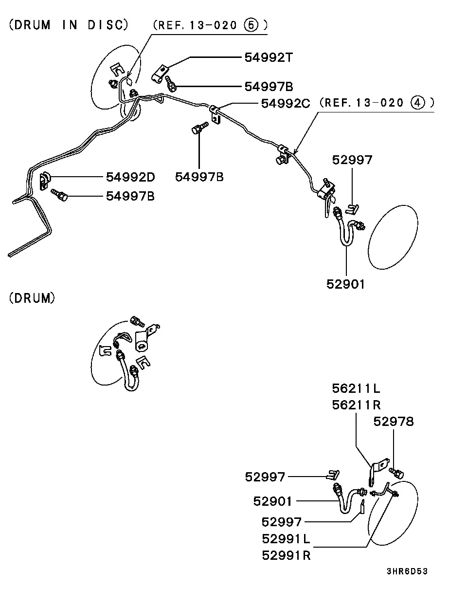 Brake line clips diagram