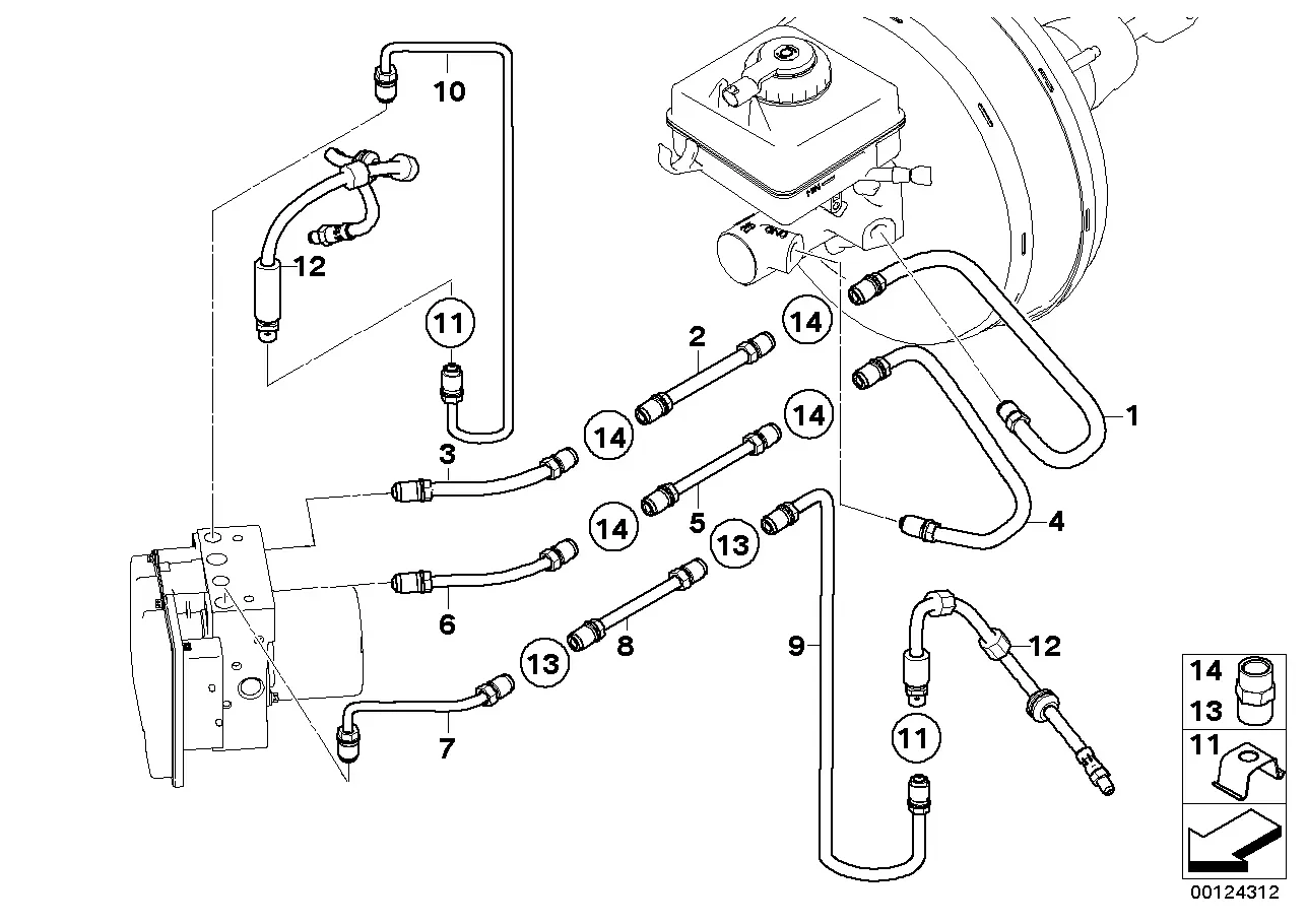 Front brake pipe diagram