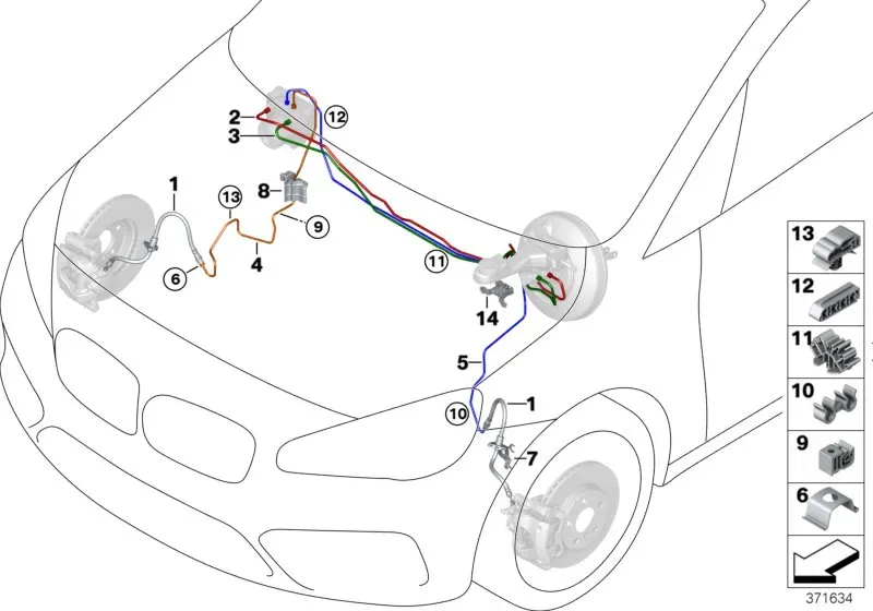 Front brake line diagram